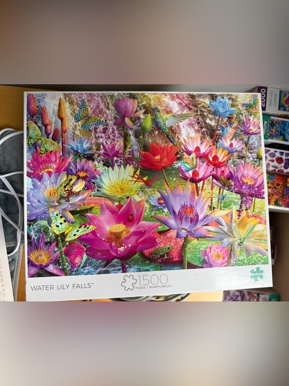 1500-Piece Water Lily Falls Jigsaw Puzzle - Vibrant Multi-Color